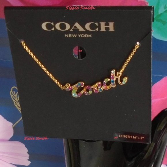 NWT Coach Signature Script Necklace - Picture 3 of 7